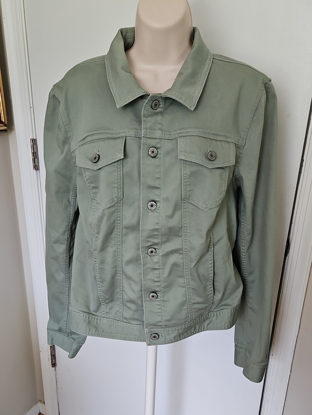 Talbots Classic Jean Jacket Olive Green Size XL